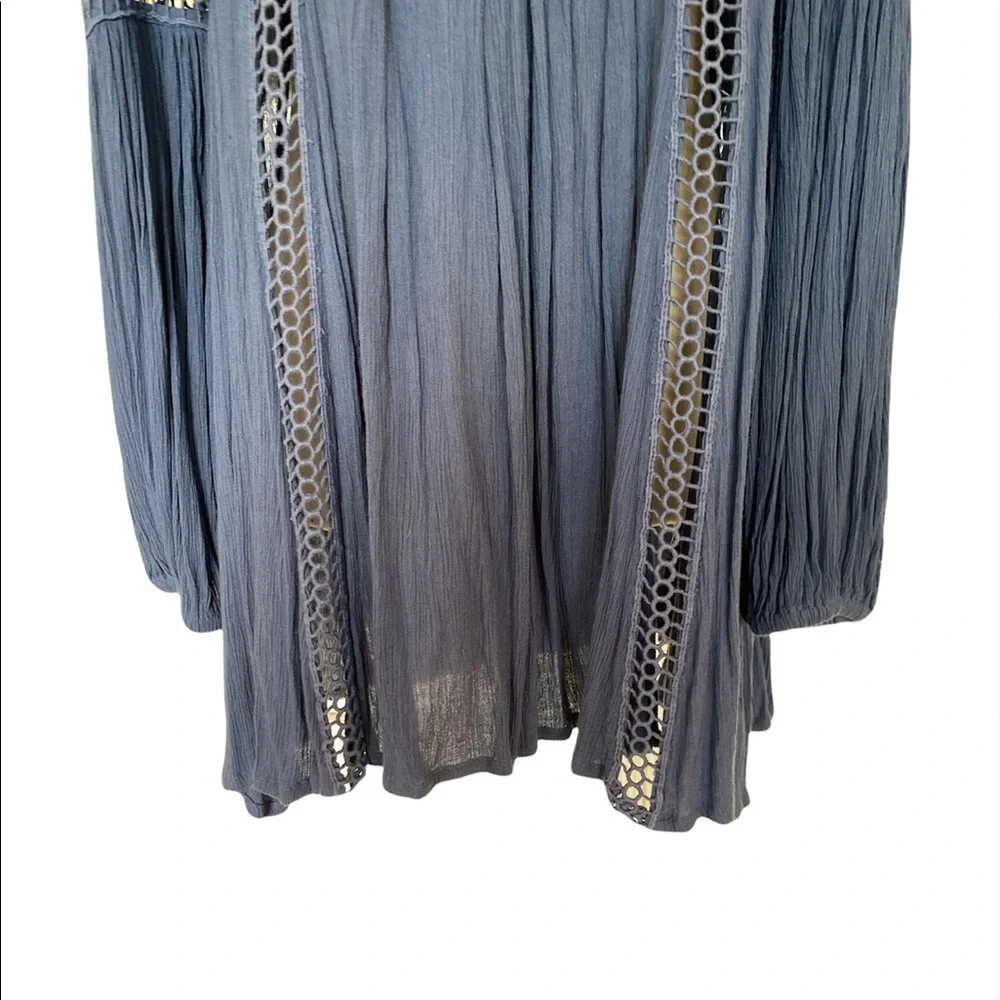 Free People Just Two of Us Crinkle Tunic in Washed Indigo - XS